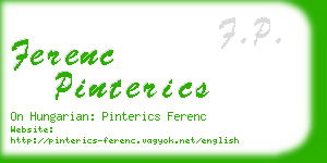 ferenc pinterics business card